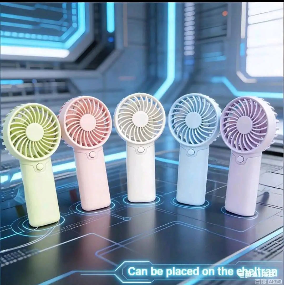 1pc Handheld Fan With Phone Holder & Lanyard, Compact & Portable, Desk Fan, USB Rechargeab