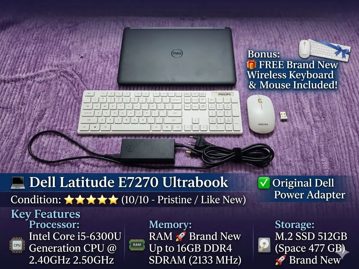 💻 Dell Latitude E7270 Ultrabook | 16GB RAM | 512GB M2 SSD 🚀