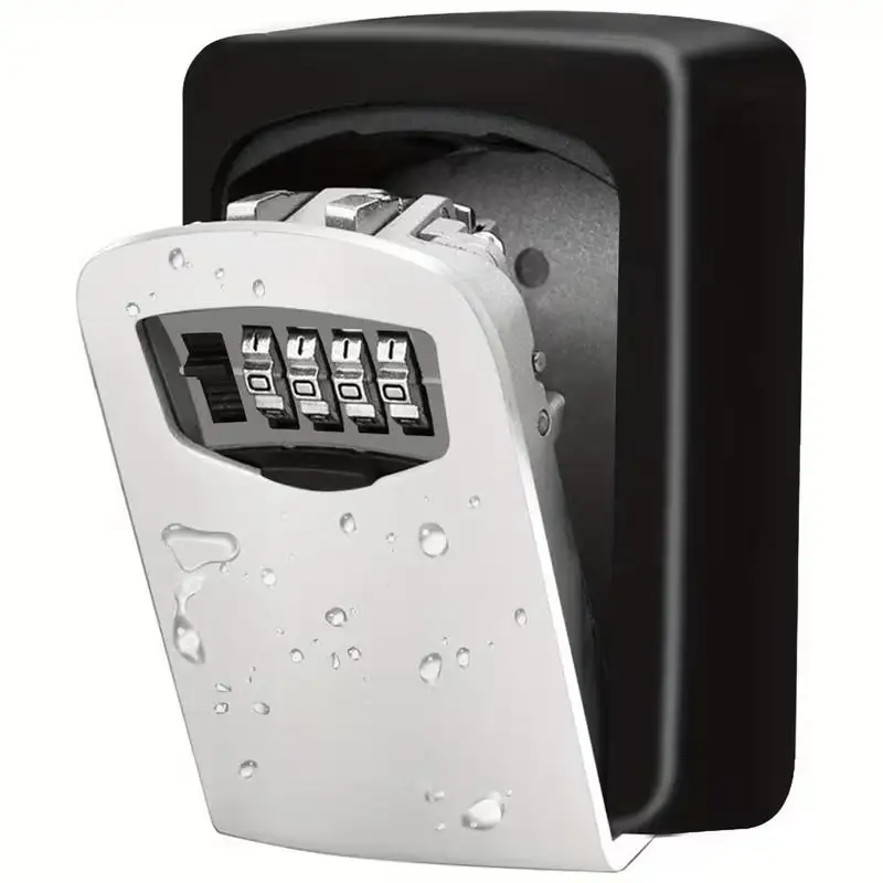 Heavy-Duty Alloy Combination Lock Box with 4-Digit Resettable Code, Weatherproof Key Safe