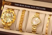 4pcs Fashionable And Versatile Casual Men’s And Women’s Couple Watches 💙 with all accessor