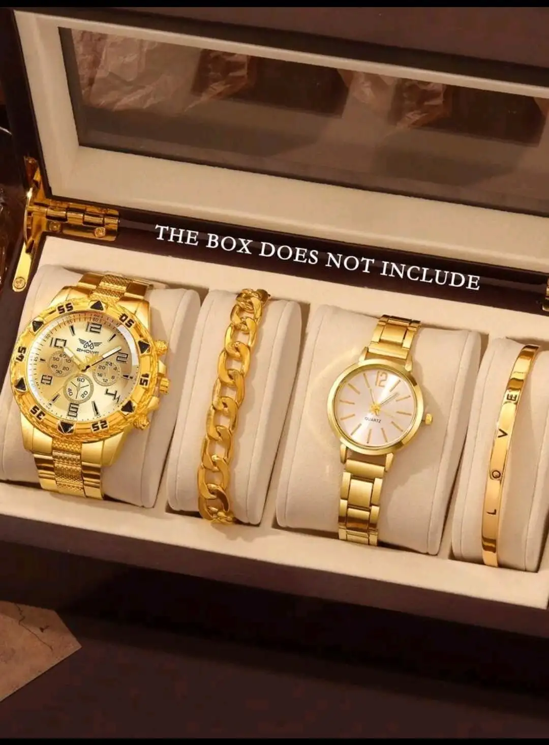 4pcs Fashionable And Versatile Casual Men’s And Women’s Couple Watches 💙 with all accessor