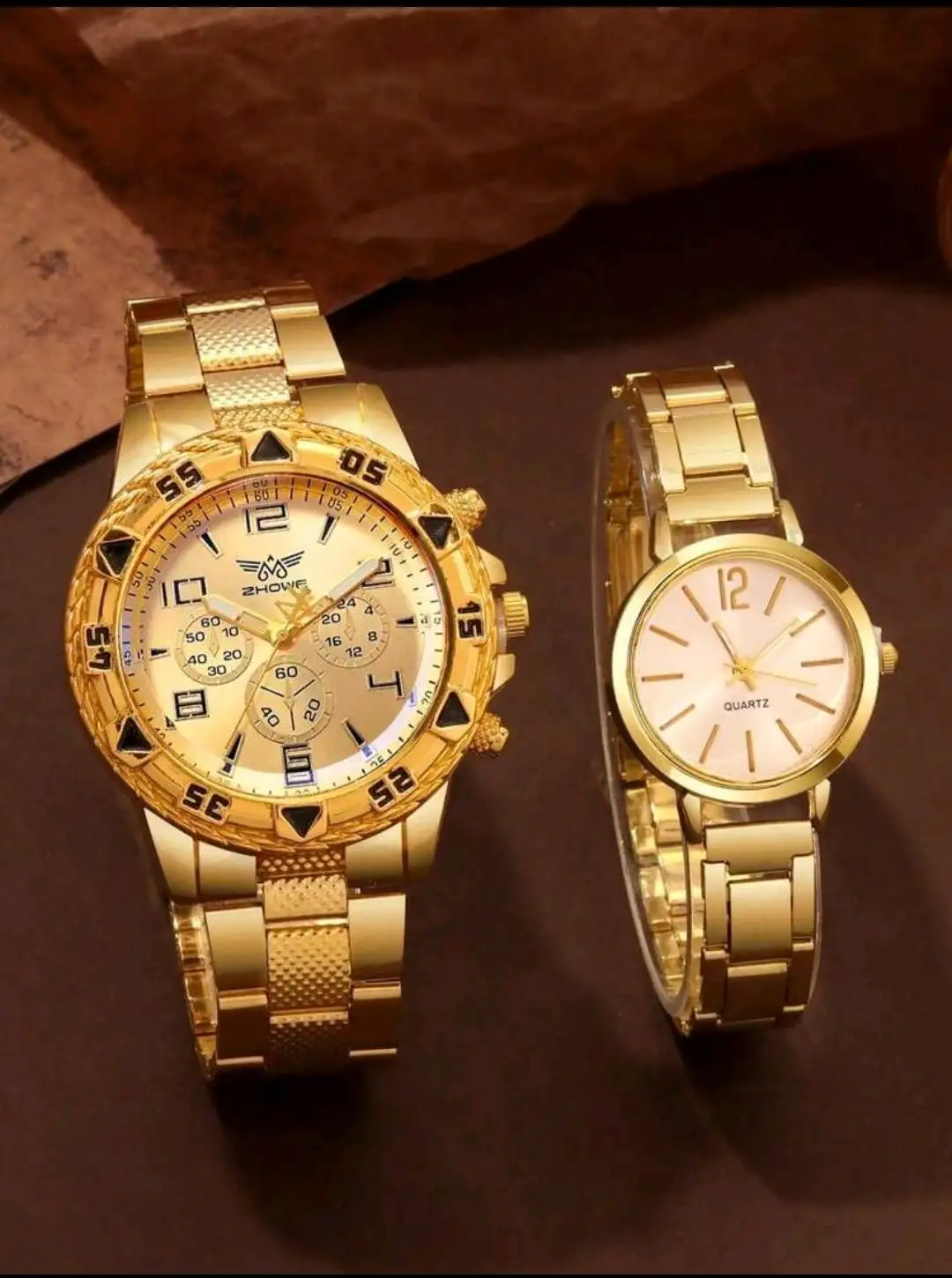 4pcs Fashionable And Versatile Casual Men’s And Women’s Couple Watches 💙 with all accessor