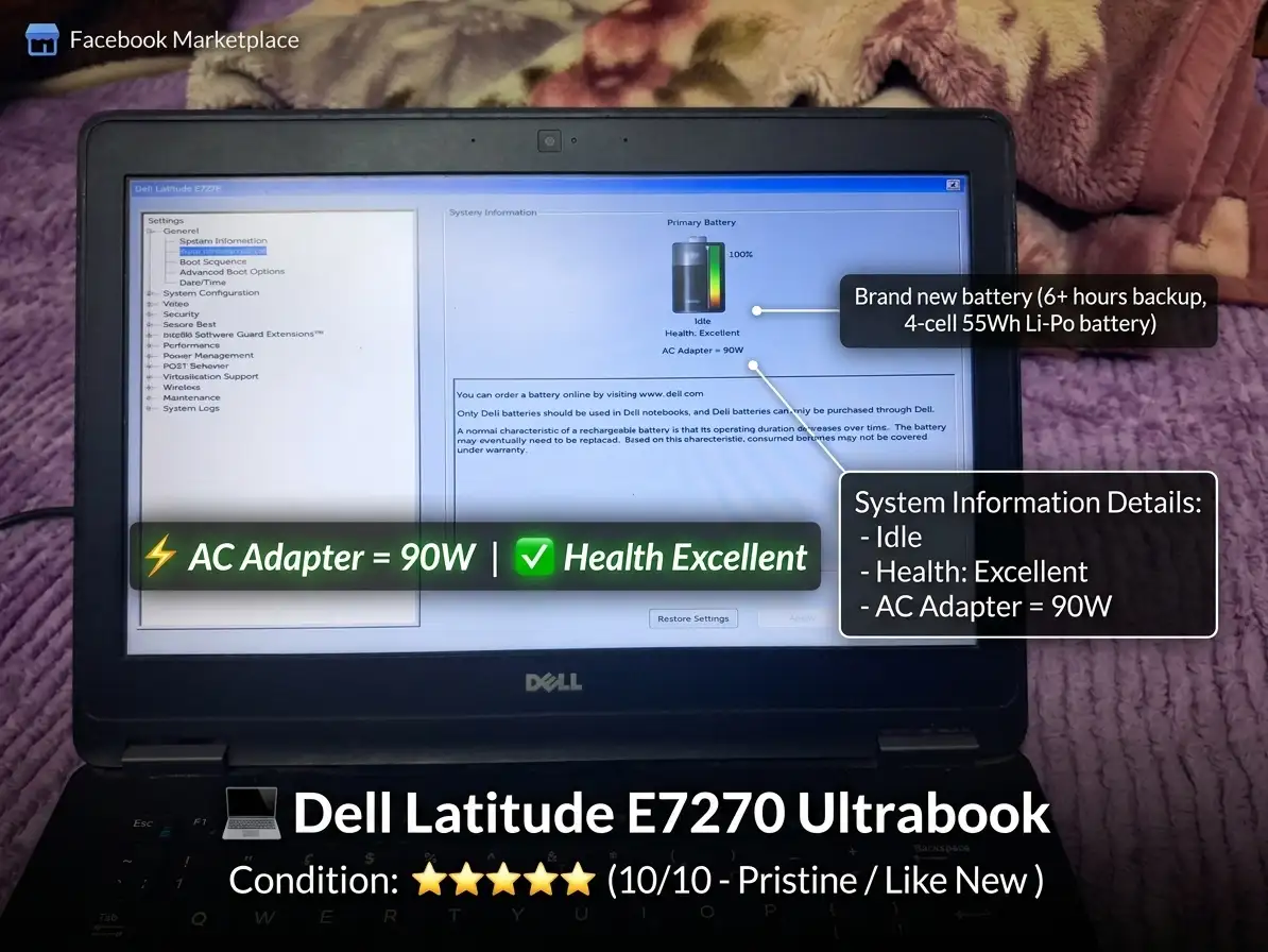 💻 Dell Latitude E7270 Ultrabook | 16GB RAM | 512GB M2 SSD 🚀