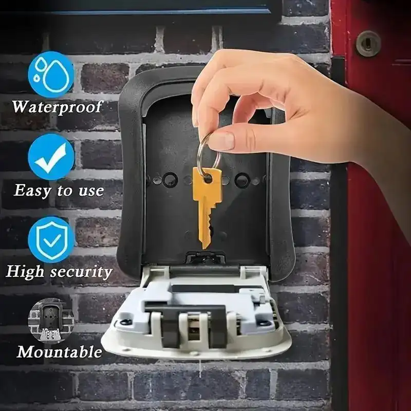 Heavy-Duty Alloy Combination Lock Box with 4-Digit Resettable Code, Weatherproof Key Safe