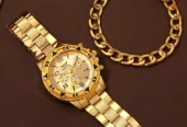 4pcs Fashionable And Versatile Casual Men’s And Women’s Couple Watches 💙 with all accessor