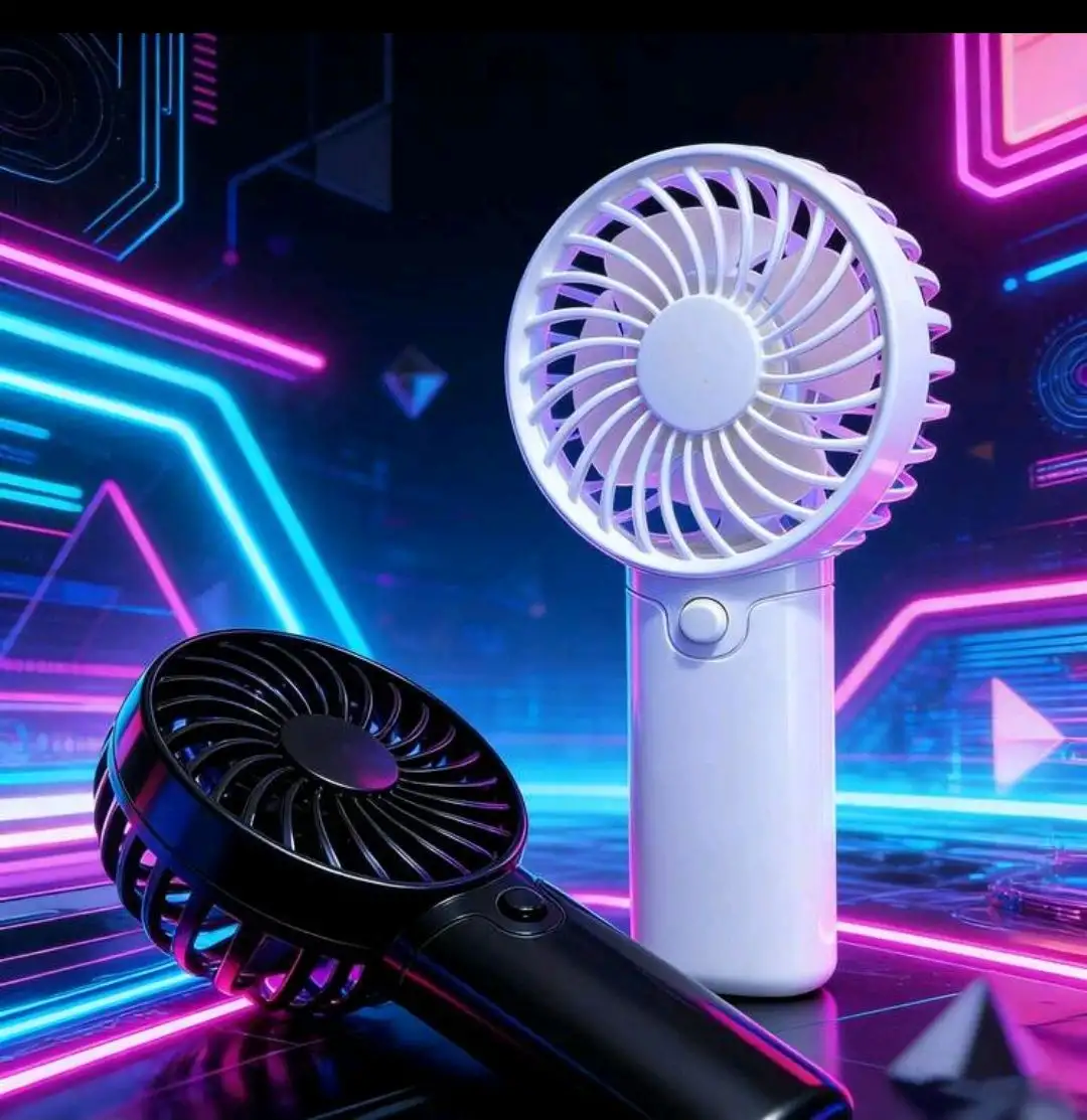 1pc Handheld Fan With Phone Holder & Lanyard, Compact & Portable, Desk Fan, USB Rechargeab