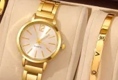 4pcs Fashionable And Versatile Casual Men’s And Women’s Couple Watches 💙 with all accessor