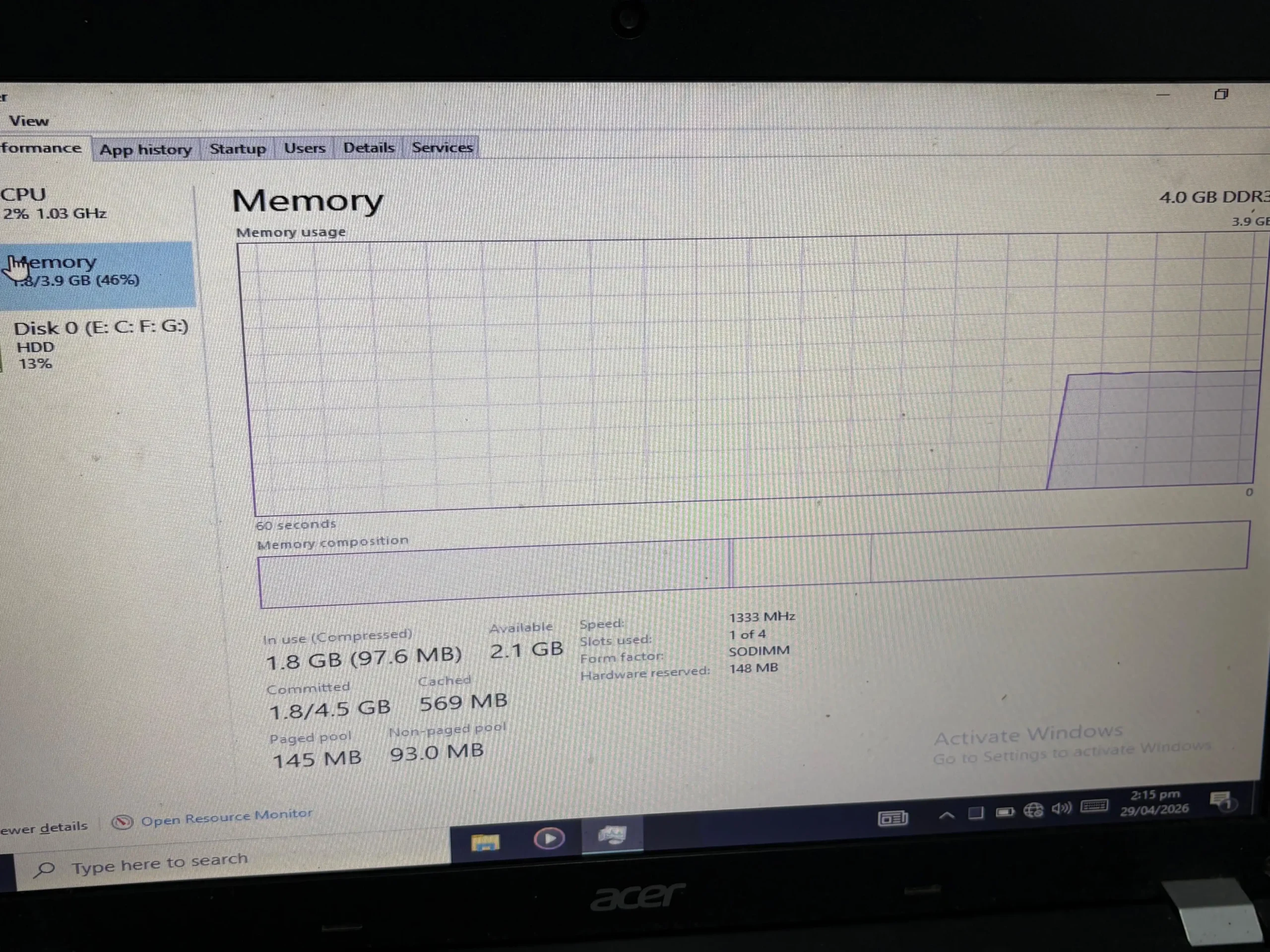 Acer Intel Core i3 Gen 2 4GB RAM 256GB ROM