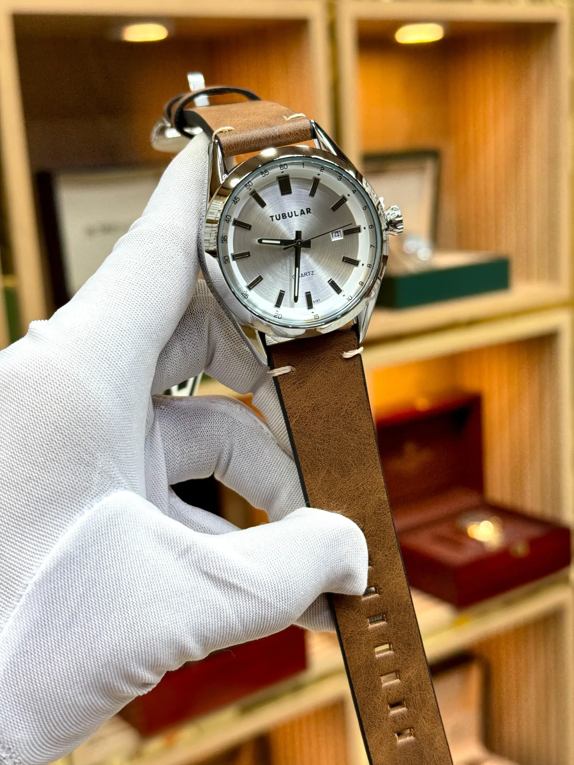 Original TUBULAR Watch for Men – Elegant Leather Strap Design