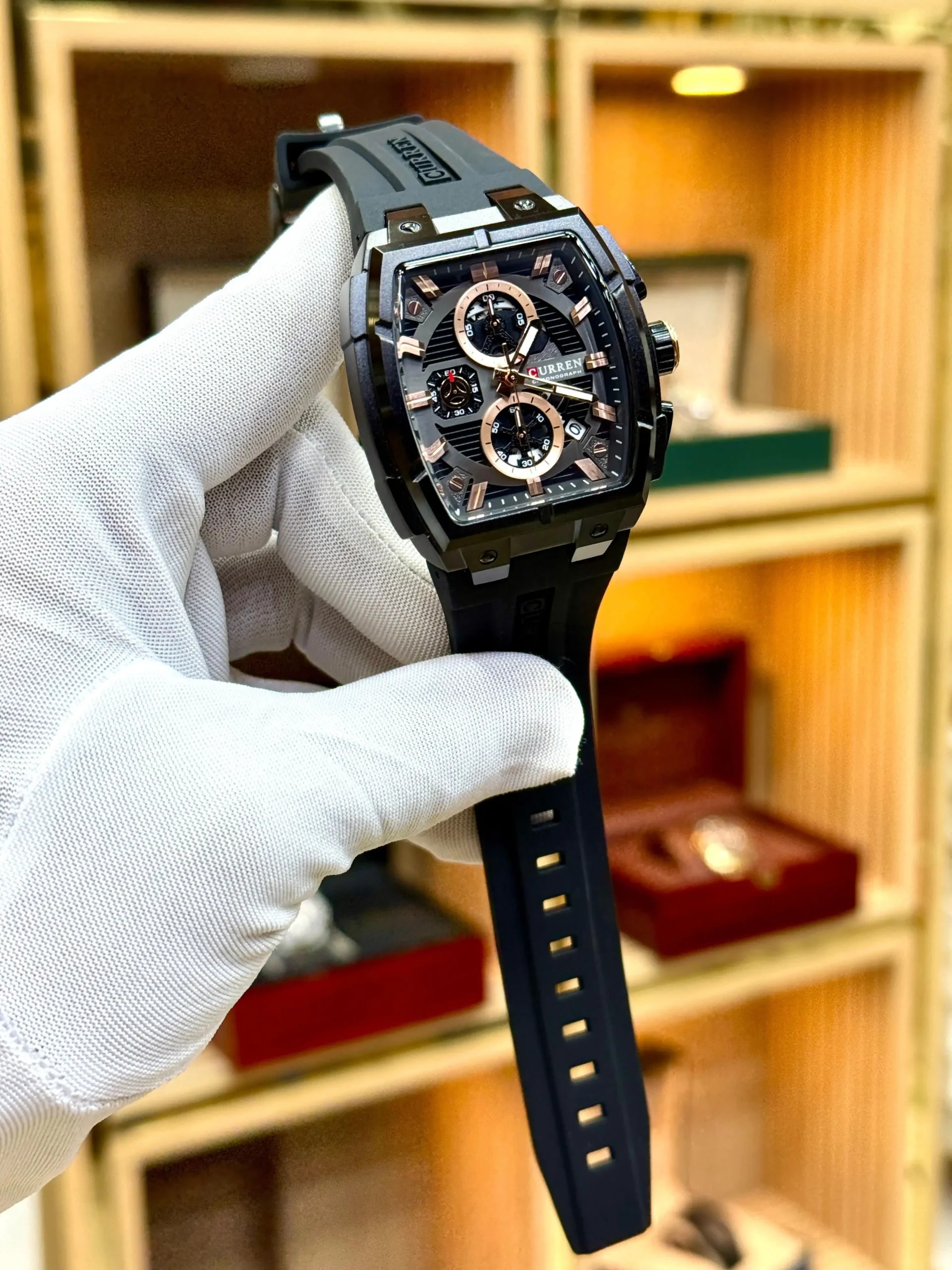 CURREN Origial Chronograph Watch | New Model | Rubber Strap |