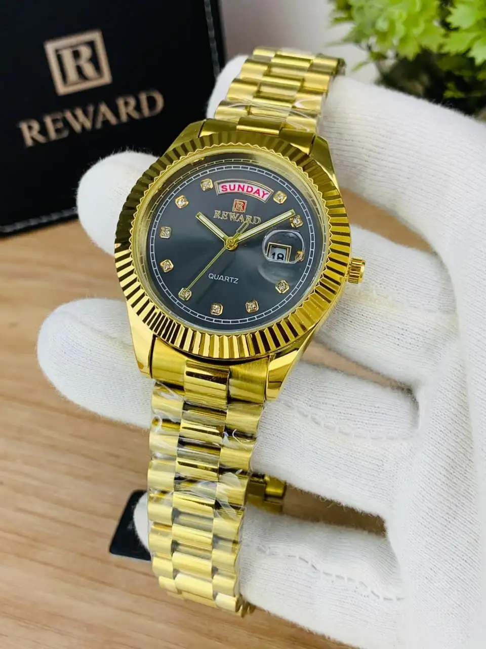 Reward Original Men’s Watch | Day Date Working | Stainless Steel Chain | Water Resistant |