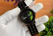 Spinning watch blue dial black strap multicolour