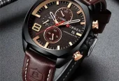 CURREN Original Watch Model 8324 | Chronograph Working | Leather Strap | Water Resistant