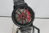 Spinning watch blue dial black strap multicolour