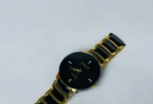 Men’s black gold stainless steel analog watch