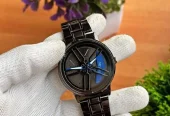 Spinning watch blue dial black strap multicolour