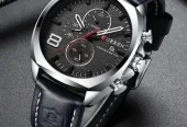 CURREN Original Watch Model 8324 | Chronograph Working | Leather Strap | Water Resistant
