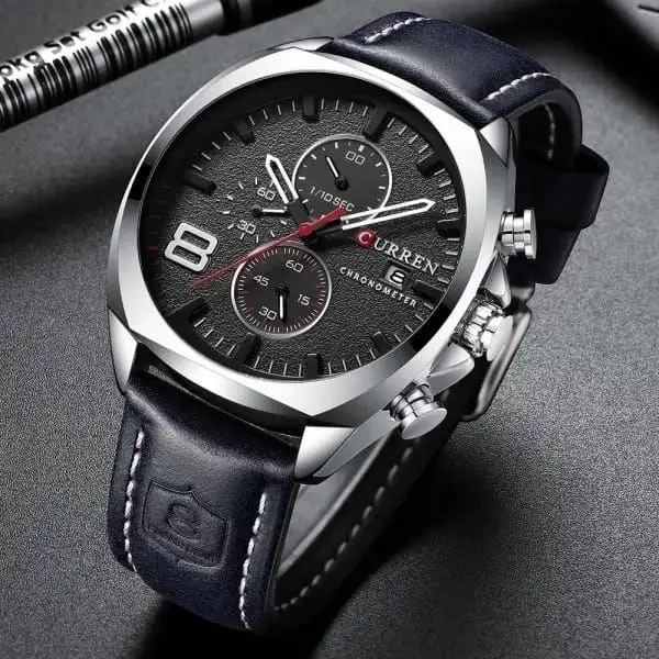 CURREN Original Watch Model 8324 | Chronograph Working | Leather Strap | Water Resistant