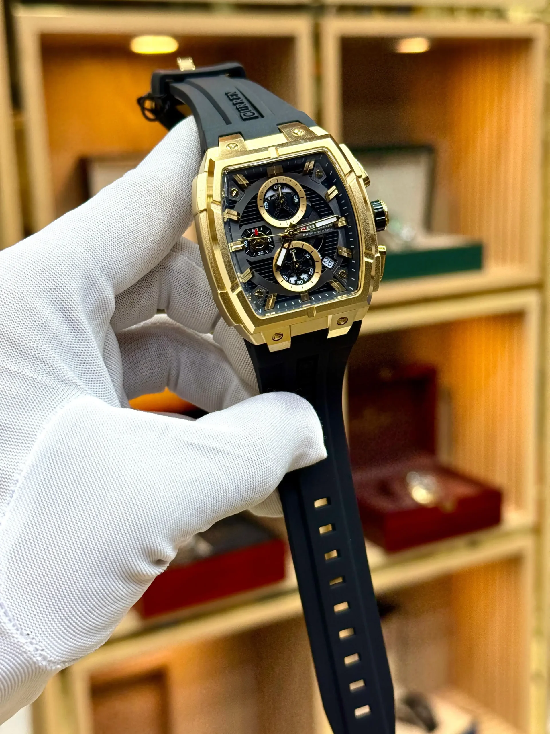 CURREN Origial Chronograph Watch | New Model | Rubber Strap |