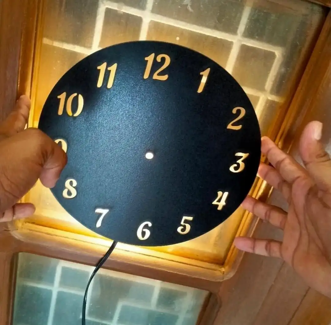 Heart shaped battery wall clock black wood decor
