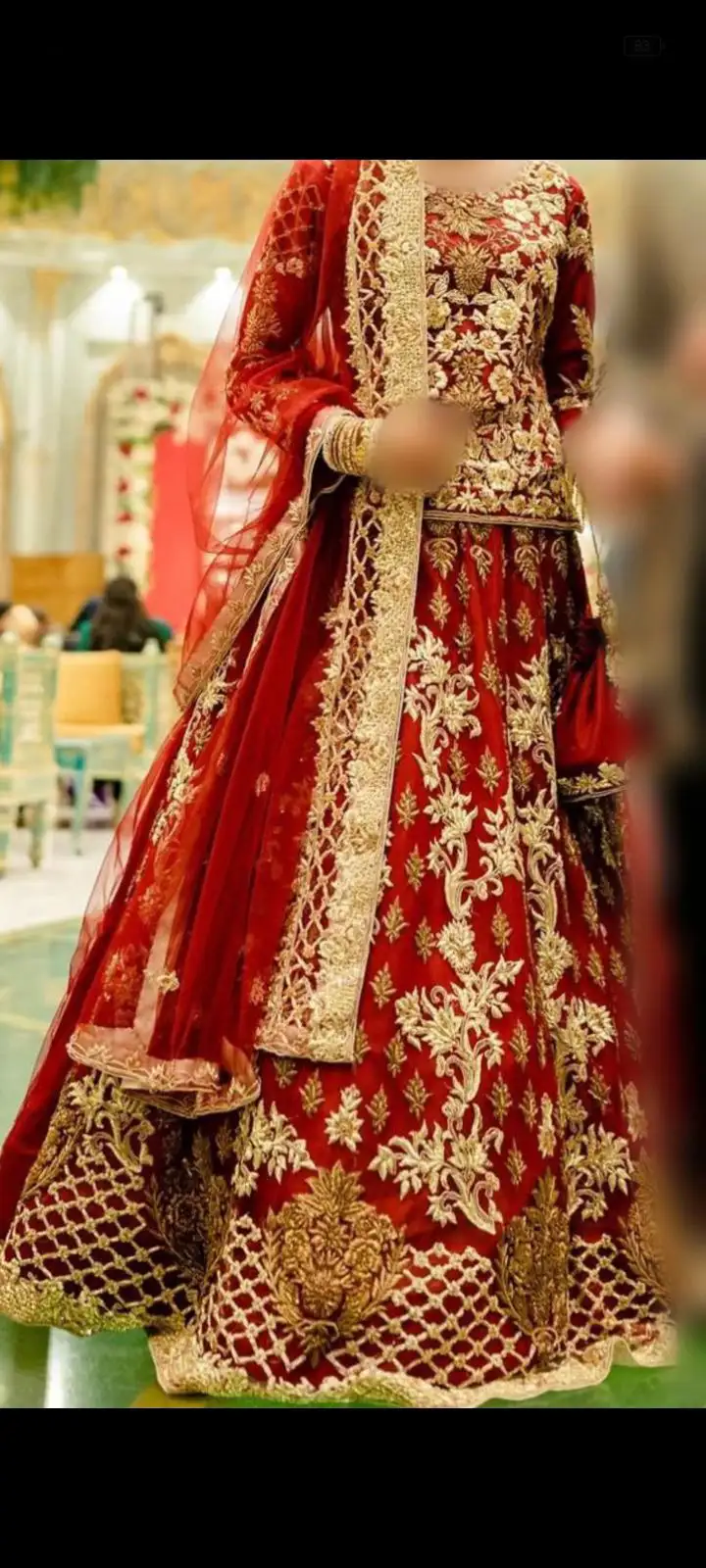 beautiful bridal dress ,heavy work of dabka ,nakshi cutdana,shirt, lehnga with cancan,dopa