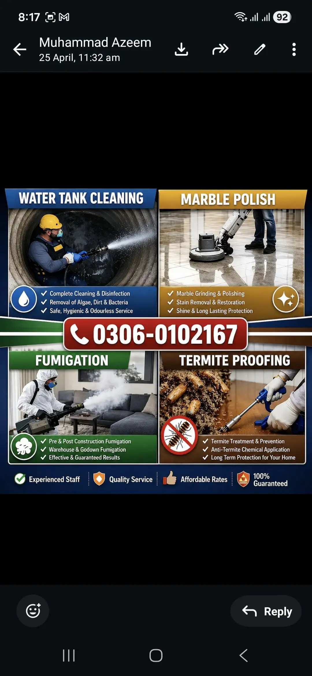 We provide pest control services