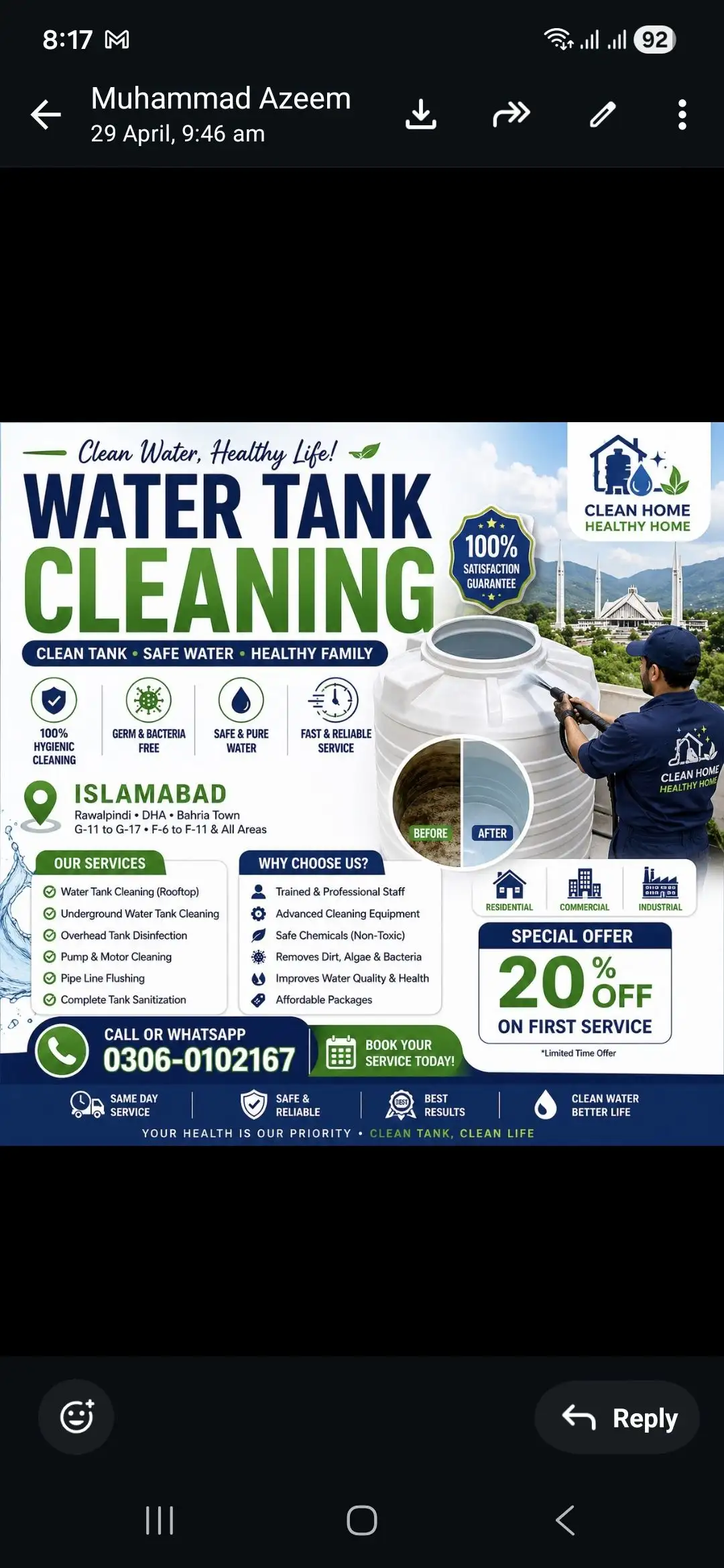We provide pest control services