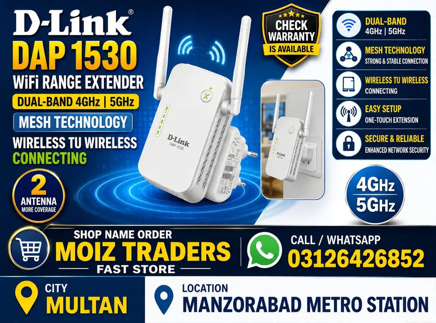 D Link Dap 1530 WiFi Range Extender Dual-band 4Ghz 5Ghz