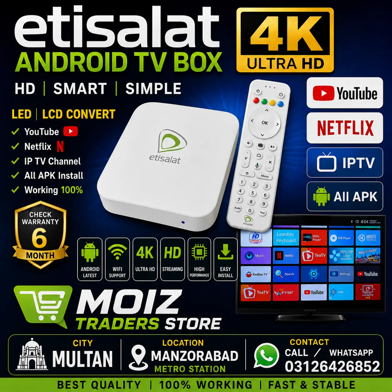 Android Tv box 4K HD Smart simple LED LCD convert