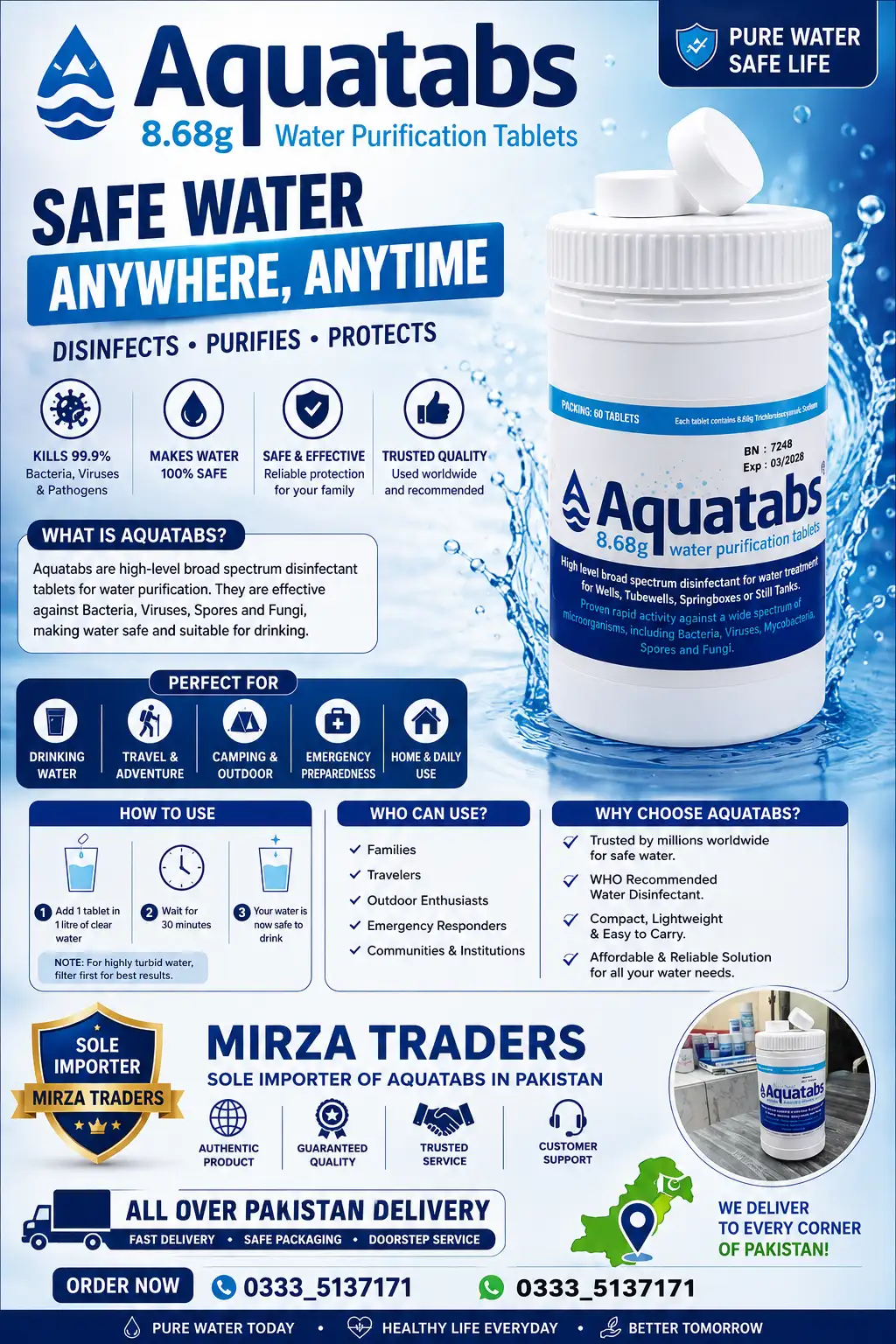 Keep your water clean with aquatabs water purification tablets