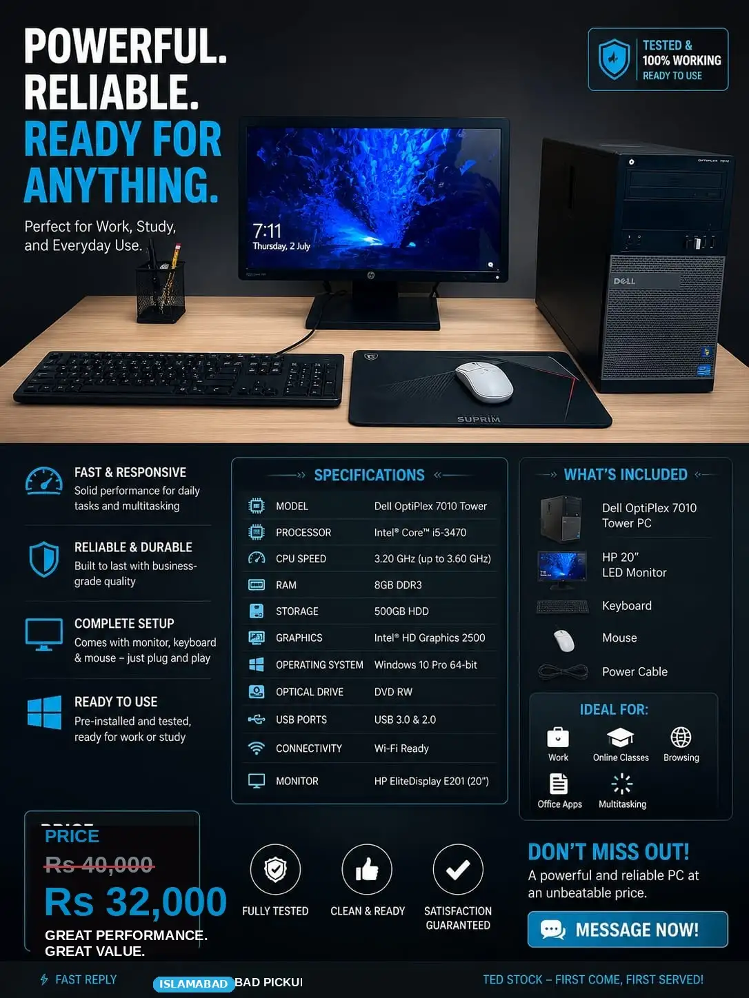 Full Setup PC [Monitor, Keyboard,mouse,CPU] (Special discount) for 2days