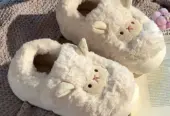 Cute Sheep Fluffy Slippers for Women Pink Winter