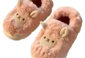Cute Sheep Fluffy Slippers for Women Pink Winter