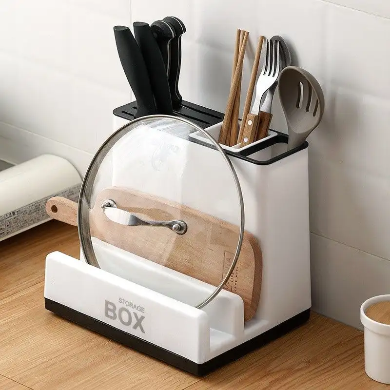 Multifunctional Kitchen Countertop Organizer Stand – Knife Holder, Cutlery Holder & Pot Li
