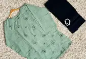 2PC EMBRIODED TOP WITH DENIM JEANS