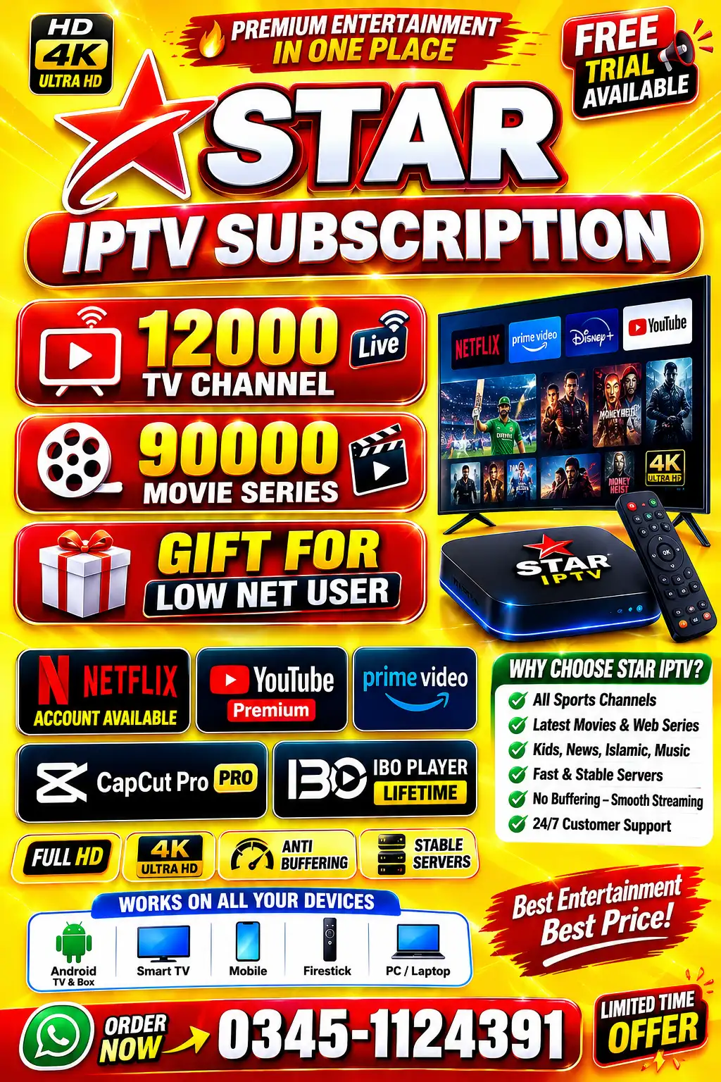 Premium IPTV | Live Sports & Entertainment | All Devices Supported 03451124391=Whtsapp