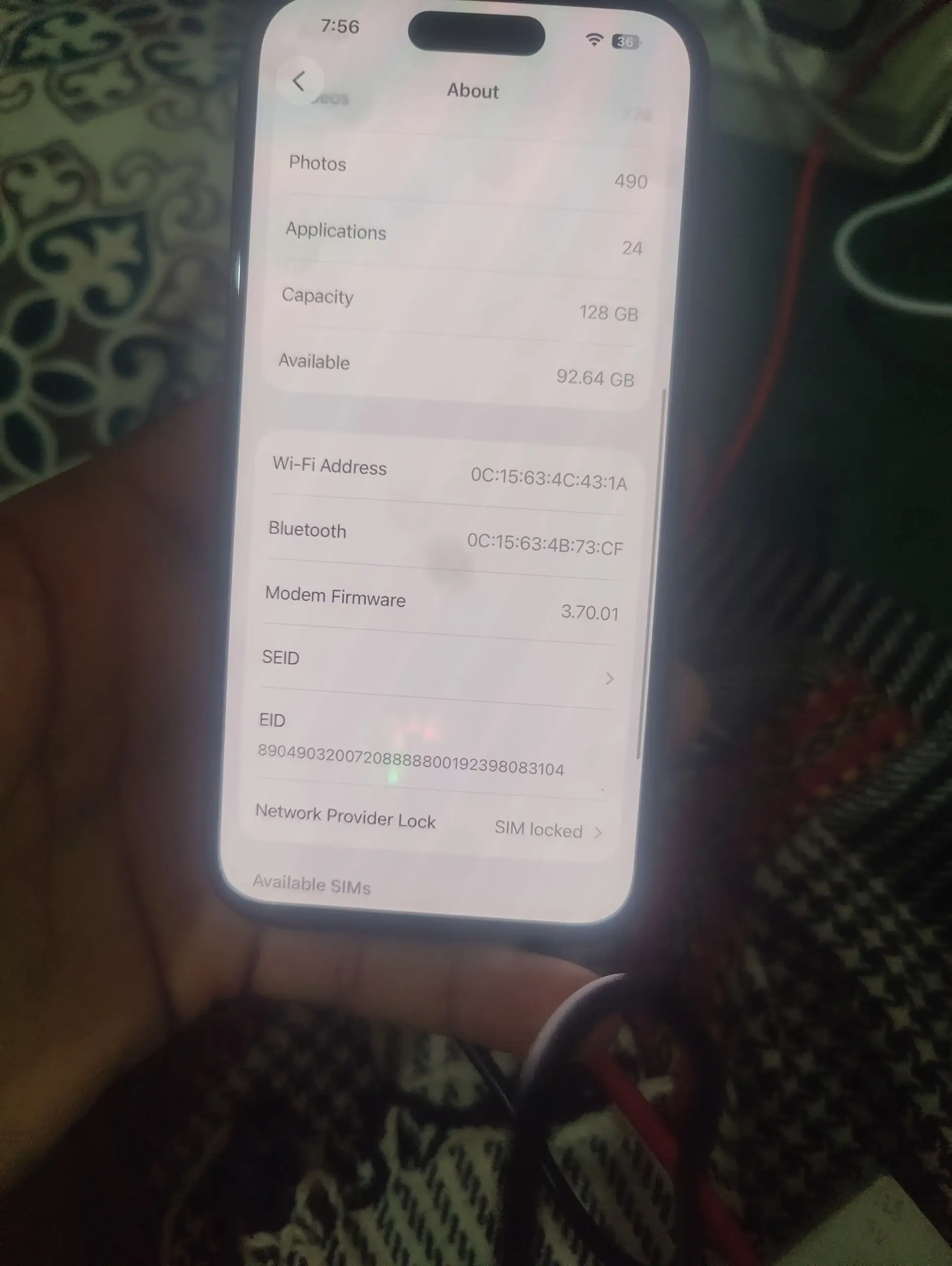 Iphone 15 jv 128 battery 89