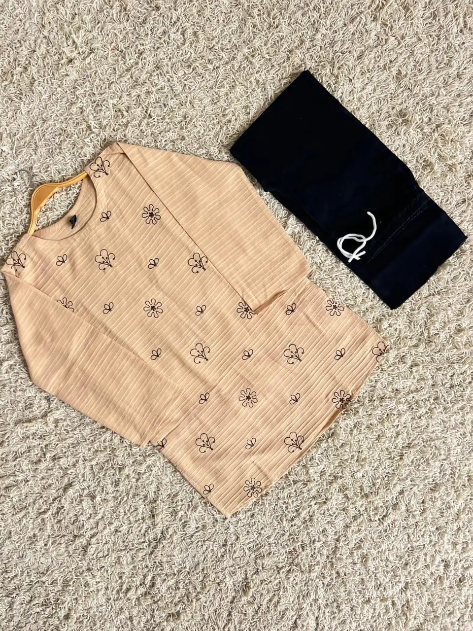 2PC EMBRIODED TOP WITH DENIM JEANS