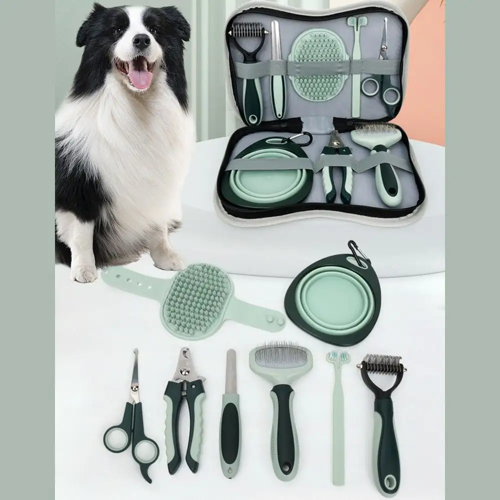 Complete Pet Grooming Kit – 2-in-1 Slicker Brush, Safety Nail Clipper & Detangling Brush S