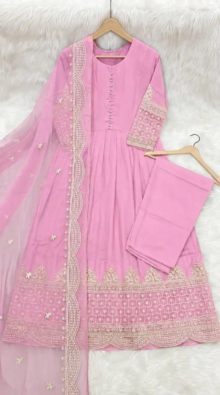 MOST TRENDING SEQUENCE EMBROIDERED MAXI 3 PEACE DRESS ✨