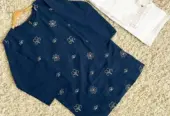 2PC EMBRIODED TOP WITH DENIM JEANS