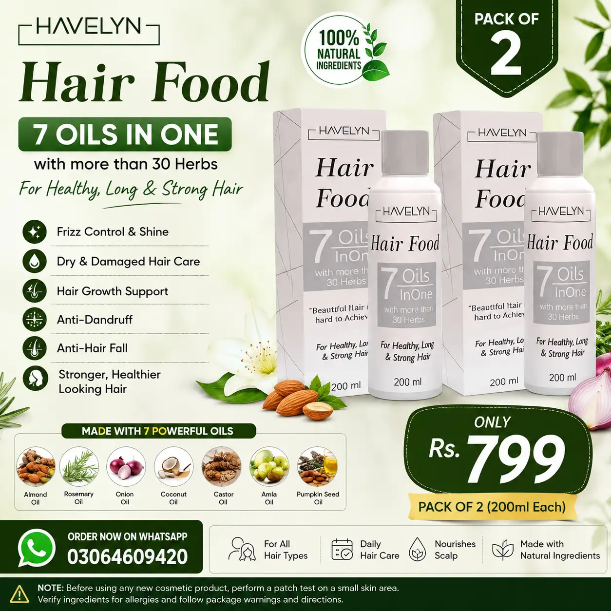 Havelyn Hair Food 7 Oils in 1 – Pack of 2 (200ml Each)