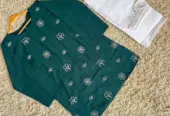 2PC EMBRIODED TOP WITH DENIM JEANS