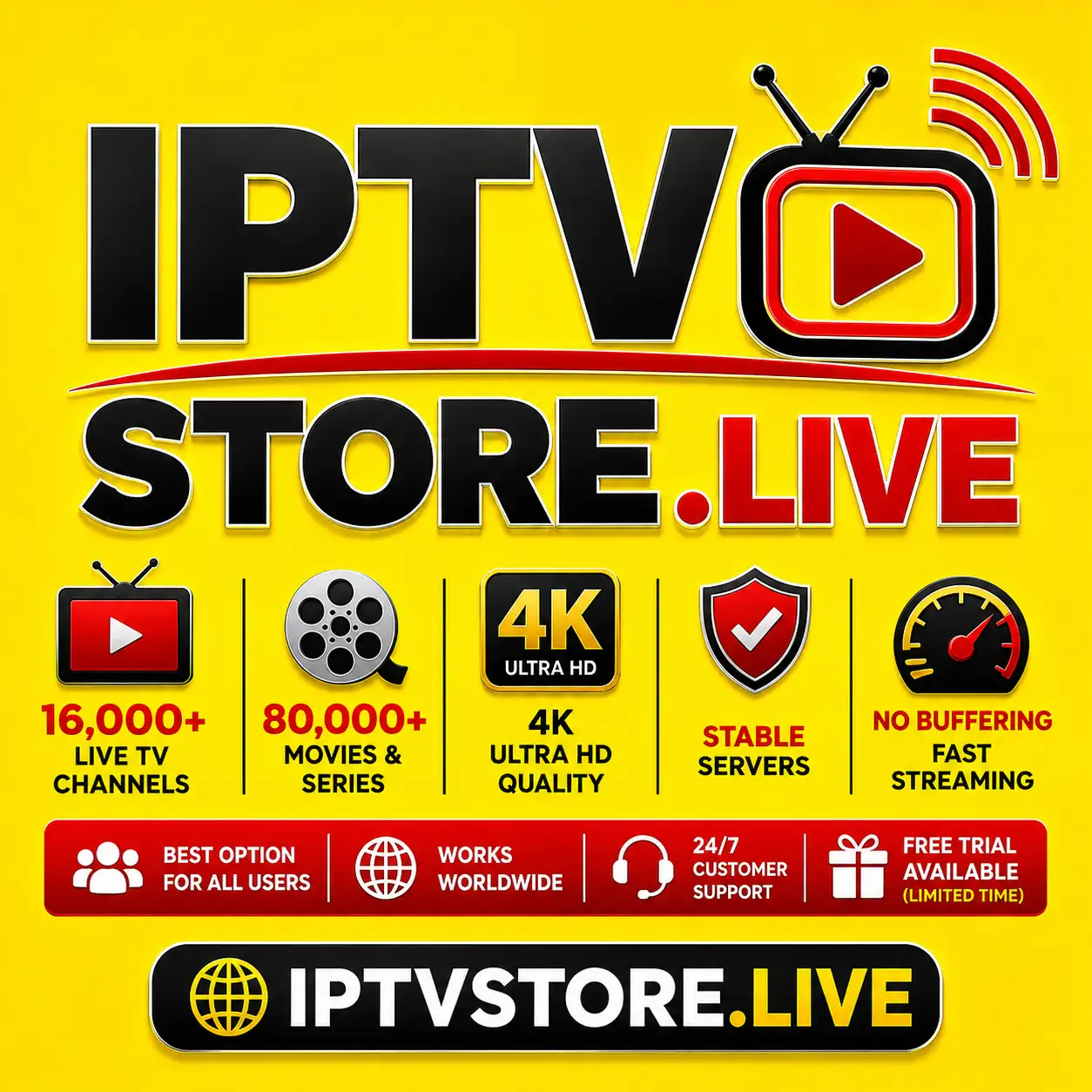 🚀 IPTV Premium Package | 16,000+ Channels | 80,000+ Movies | Free Trial